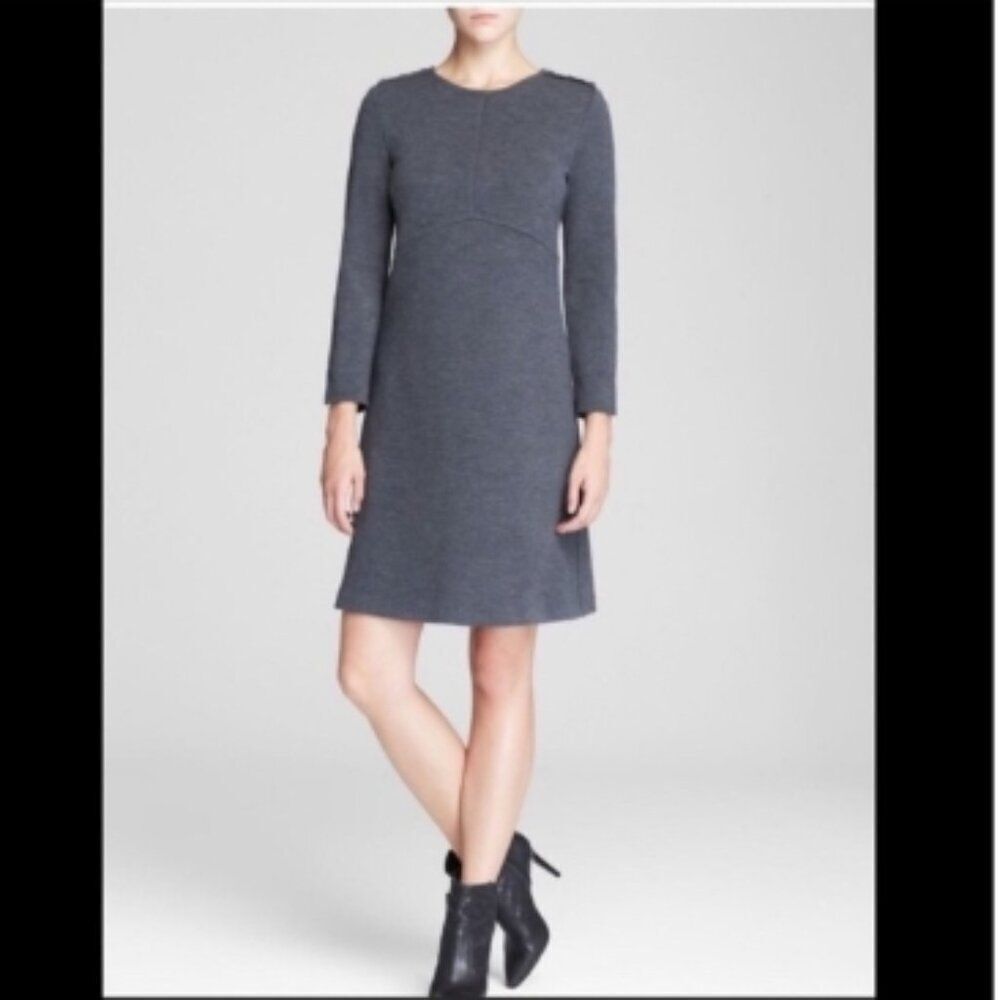 Like New! Tory Burch Vienna Gray Wool Long Sleeve Dress in Size S